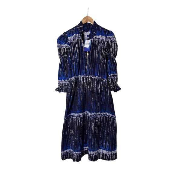 Busayo Dresses & Skirts - Women's Blue Patterned Maxi Dress with Long Sleeves